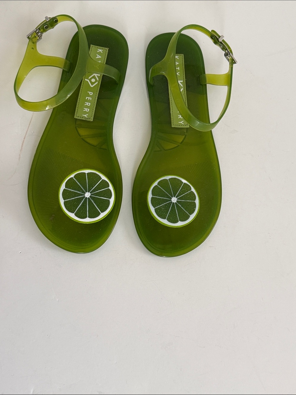 Katy Perry Collections Green Jelly Ankle-Strap Sandals with Citrus Accent
